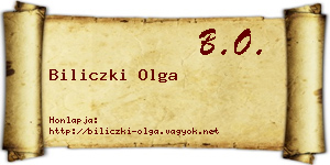 Biliczki Olga névjegykártya